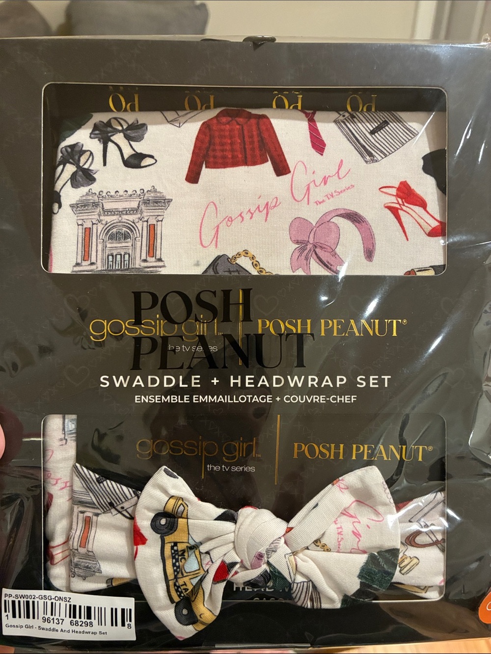 Posh Peanut gossip girl, nyc inspired, swaddle & Headwrap Set- brand new
